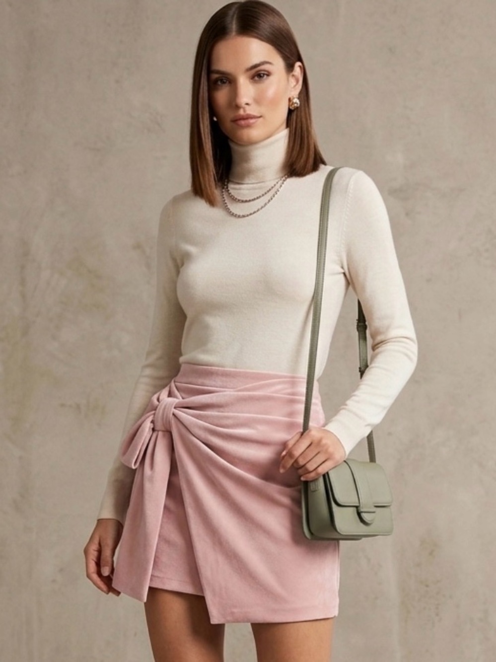Women’s Tie-Detail Blush Pink Mini Skirt Size L